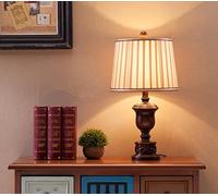 HJZZQH Vintage Table Lamp American Country Style Desk lamp Decorative Resin Bedroom Night lamp Minimalism Living with Fabric Shade E27 for Nursery Hotel Cafe 29 * 57cm