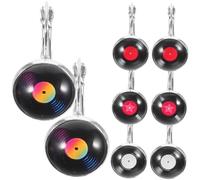 HJZZQH Vinyl Record Set of 4 80s Retro Music Dangle Earrings for Women Fashion Jewelry