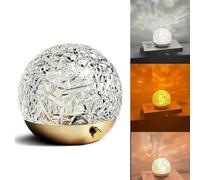 HJZZQH Water Night Light USB Atmosphere Ocean Lamp Bedside Desk Light, Romantic Projector Night Stand Lamps for Photography, Vlog, Party, Bedroom, Home Holiday Presents