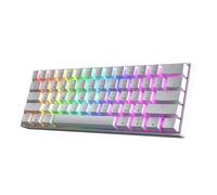 HK GAMING GK61 60% v3 | Hotswap Mechanical Gaming Keyboard | 61 Keys Multi Color RGB LED Backlit for PC/Mac Gamer | US Layout (White, Mechanical Red)
