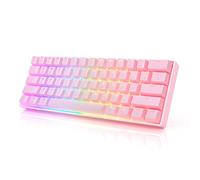 HK Gaming GK61 Mechanical Gaming Keyboard 60 Percent | 61 RGB Rainbow LED Backlit Programmable Keys | USB Wired | For Mac and Windows PC | Hotswap Gateron Optical Brown Switches | Pink