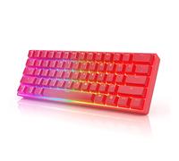 HK Gaming GK61 Mechanical Gaming Keyboard 60 Percent | 61 RGB Rainbow LED Backlit Programmable Keys | USB Wired | For Mac and Windows PC | Hotswap Gateron Mechanical Yellow Switches | Red