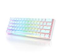 HK Gaming GK61 Mechanical Gaming Keyboard 60 Percent | 61 RGB Rainbow LED Backlit Programmable Keys | USB Wired | For Mac and Windows PC | Hotswap Gateron Mechanical Blue Switches | White
