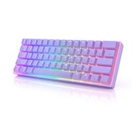 HK Gaming GK61 Mechanical Gaming Keyboard 60 Percent | 61 RGB Rainbow LED Backlit Programmable Keys | USB Wired | For Mac and Windows PC | Hotswap Gateron Optical Red Switches | Lavender