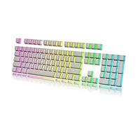 HK Gaming Pudding Keycaps Set | Doubleshot PBT Keycap Set | Full 108 OEM Profile Key Set | ANSI US-Layout | For Mechanical Keyboard | Compatible with Cherry MX, Gateron, Kailh, Outemu | White