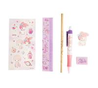 HK My Melody Stationery Set - Includes ruler, eraser, pen, pencil, sharpener, and sticker sheet-Stationery Set, Back to School Gift, Pink