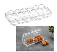 HK Online 12 Part EGG Tray - Portable Egg Holder Egg Container, Lid Prevents Rolling, Safely Store Eggs for Refrigerator, Caravans, Kitchen, Commercial (Plastic, Rectangular, Natural)