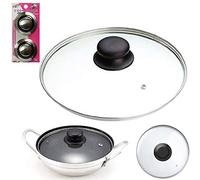 HK Online 16cm Tempered Glass Lid & PK2 Knobs - Replacement for Wok, Stir Fry Pan, Stock Pots, Casserole, Saucepan (Clear)