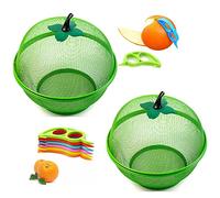 HK Online 2 x Green Apple Mesh Fresh Fruits Basket & Citrus Peeler -Keep Unwanted Pets & Insects Out (2 x Green Basket & Peeler)