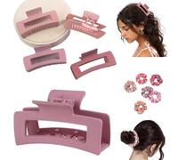 HK Online 4 BLUSH Claw Clips & 2 Satin Scrunchies - Hair Ties, Ponytail Bobbles, Hair Bands, Large Claw Clips (4 BLUSH Claws & 2 Scrunchies)