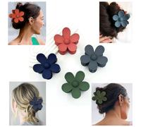 HK Online 4 WOODLAND DAISY Claw Hair Clips - 4 Pack, Large Claw Clips (4 WOODLAND)