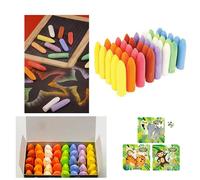 HK Online 40 SMALL CHUNKY CHALKS & 1 3D JUNGLE ERASER -Large Hopscotch Chalk, STREET CHALKS, SIDEWALK Chalk, WALL ART Chalk (40 CHUNKY Chalks)