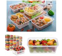 HK Online 50 x 650ml BPA Free Plastic TAKEAWAY CONTAINERS & Lids -Plastic Food Containers, Meal Prep Boxes, Home, Pub, Catering Kitchens, Reuseable, Microwave & Freezer Safe (50 x 650ml)