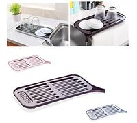 HK Online DISH DRAINER & Drip Tray -Counter Top Dish Rack, Mug & Cutlery Holder, Drip Tray (Sink SIDE Drainer)