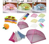 HK Online Large FOOD DOME Plate Cover, KEYCHAIN TORCH & CITRUS PEELER -Mesh Food Cover, Cool Food Safely, Keep Bugs Out (2 x 30cm POP UP with Peeler & Torch)