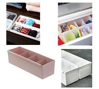 HK Online Pink 4 Section Minimalist Unisex Drawer Organiser - Wardrobe Organizer, 26 cm x 9 cm x 7.5 cm (2 Packs)