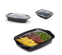 HK Online PK5 1 Section BPA Free Plastic Takeaway CONTAINERS & Lids -Plastic Food Containers, Meal Prep BENTO Boxes, Home, Pub, Catering Kitchens, Reuseable, Microwave & Freezer Safe (PK5 1 Section)