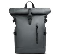 hk Roll Top Backpack Large 15.6 Inch Laptop Backpack with USB Port | Water-resistant Anti-theft Rucksack for Travel Hiking Camping College School Work (27L Grey)