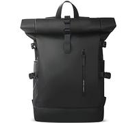 hk Roll Top Backpack Large 15.6 Inch Laptop Backpack with USB Port | Water-resistant Anti-theft Rucksack for Travel Hiking Camping College School Work (27L Black)