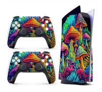 HK Studio Hippie Mushroom Decal Sticker Skin Specific Cover for Both PS5 Disc Edition and Digital Edition - Waterproof, No Bubble, Including 2 Controller Skins and Console Skin