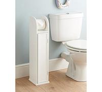 HK:White Standing Simple Easy Solution Toilet Roll Holder Bathroom Storage Cabinet