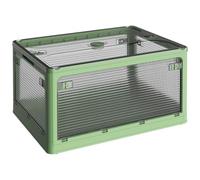 HKABCXT Comic Book Storage Collapsible Storage Container with Lid, Transparent Rolling Crate, Multi-layer Stackable Cabinet Multi-scenario(Green,47.5x35.5x24)