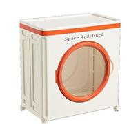 HKABCXT Comic Book Storage Extra Large Clear Storage Box with Wheels & Lid, Foldable Plastic Organizer for Clothes, Toys & Household Items((Orange) 50cmWidth)