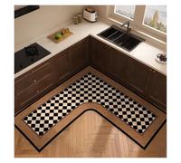 HKABCXT L Shaped Shower Mat L-shaped Carpet For Kitchen Absorbent Non-slip Floor Mat Minimalist Retro Style Home Decoration Rug Oil Absorption Wipeable(Color 6,160x160x50cm)