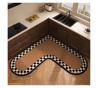 HKABCXT L Shaped Shower Mat L-shaped Carpet For Kitchen Absorbent Non-slip Floor Mat Minimalist Retro Style Home Decoration Rug Oil Absorption Wipeable(Color 9,100x100x45cm)