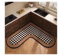 HKABCXT L Shaped Shower Mat L-shaped Carpet For Kitchen Absorbent Non-slip Floor Mat Minimalist Retro Style Home Decoration Rug Oil Absorption Wipeable(Color 5,120x120x45cm)