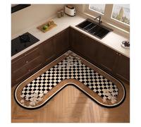 HKABCXT L Shaped Shower Mat L-shaped Carpet For Kitchen Absorbent Non-slip Floor Mat Minimalist Retro Style Home Decoration Rug Oil Absorption Wipeable(Color 7,80x80x40cm)