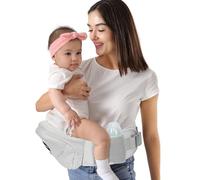 HKAI Baby Hip Carrier, Mom’s Choice Award Winner, Baby Carrier with Adjustable Waistband & Breathable Mesh, Ergonomic Carrier with Non-Slip Hip Seat Surface for Newborns & Toddlers, Light Grey