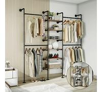 HKaikzo Industrial Pipe Clothes Rack, DÉCOR Wall Mounted Clothing Rack, for Walk-in Wardrobe Multi-Purpose Storage Clothes Hanging Shelf, 2 Installation Methods