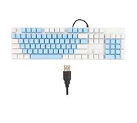 HKASDUGC 104 Key Mechanical Gaming Keyboard, RGB Wired Computer Keyboard with Blue Switch, 28 Backlight Modes, Ergonomic Design for Windows, Linux, Gaming PCs, Durable ABS Keycaps (Blue White)