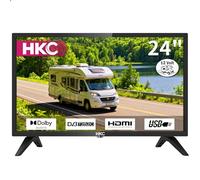HKC 24 inch 12 Volt HD TV, Freeview DVB-T2/C/S2 Dolby Audio, HDMI VGA PC SCART USB, Travel Small Screen TV for Motorhome and Campervan Caravans