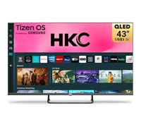 HKC 43 inch 4K QLED Smart TV, Central Stand Design Tizen OS UHD Television with AppleTV+ Netflix Freeview Gaming Hub, MEMC HDR10 Ideal Large Screen for Liaving Room, Made in the UK