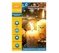 HKC Candle Tattoos Printable, Candle Transfer Film for Laser Printer/Inkjet Printer, Water Slide Film for Candles, Candle Transfer Film for Christmas, Wedding, Holiday Decoration, A4 x 6 Sets