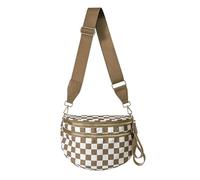 HKCLUF Spacious Checkered Crossbody Bag for Women - Large Nylon Bum Bag with 54” Adjustable Strap, Plus Size Friendly Fanny Pack, checkered pattern, Large