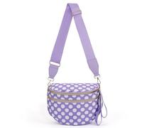 HKCLUF Spacious Checkered Crossbody Bag for Women - Large Nylon Bum Bag with 54” Adjustable Strap, Plus Size Friendly Fanny Pack, Purple dots, Large