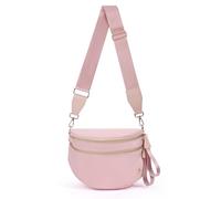 HKCLUF Spacious Checkered Crossbody Bag for Women - Large Nylon Bum Bag with 54” Adjustable Strap, Plus Size Friendly Fanny Pack, pink-1, Large
