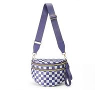 HKCLUF Spacious Checkered Crossbody Bag for Women - Large Nylon Bum Bag with 54” Adjustable Strap, Plus Size Friendly Fanny Pack, Purple, Large