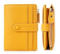 HKCLUF Women's Small Purse Women's Leather RFID Wallet with Coin Compartment Women's Purses Many Compartments, A-2 Yellow, Modern