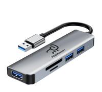 HKCMEMORY USB A Hub 5-in-1 Aluminum Adapter, with USB 3.0, USB 2.0 Ports, SD/TF Card Reader, Compatible with MacBook Pro/Air, iPad Pro, XPS, Surface, Steam Deck, and More