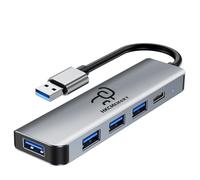 HKCMEMORY USB A Hub 5-in-1 Aluminum Adapter, with USB 3.0, USB 2.0 Ports, Type-C Power Delivery, USB-C Data Port, Compatible with MacBook Pro/Air, iPad Pro, Surface, XPS, Steam Deck, and More
