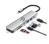 HKCMEMORY USB C Hub 7-in-1, 4K HDMI, 100W PD Charging, USB 3.0/2.0 Ports, SD/TF Reader, USB-C Data, for MacBook Pro/Air, iPad Pro, iPhone 16 Pro/Pro Max, Dell XPS, Steam Deck