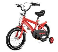 HKDAZZLYN 14 Inch Kids Bike, Children Bicycle with Training Wheels, Safe & Stable Ride, Child Bikes with Storage Basket, Height Adjustable Kids Bike Beginner Bikes for 2-6 Years Old Boys Girls (Red)