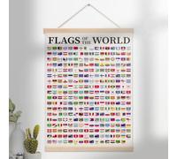 HKDGVRTB Wall decoration World Maps For Wall Decor,Flags of the World Flags Poster Geography Classroom Decor International Country Flags Reference Chart Cool Wall Art Print Poster 12x16 Signs