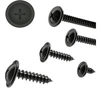 HKDZ 160Pcs 4x12mm Wafer Head Self Drilling Screws, Black Carbon Steel Self Tapping Wood Screws, Modified Truss Head Sheet Metal Screws for Aluminum, Wood, Plastic, Metal Working