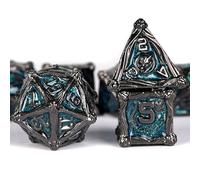 HKDZ Dnd Dice Set - 7Pcs Black Nickel Blue, Polyhedral Rpg Dice for Dungeons And Dragons, Mtg, Pathfinder