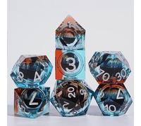 HKDZ Liquid Dragon Eye Dice Set 7 Piece with Bag and Box,Resin Polyhedral Dice for Dungeons and Dragons Tabletop RPG,Cool Design D20 D12 D10 D8 D6 D4（Blue and Brown）